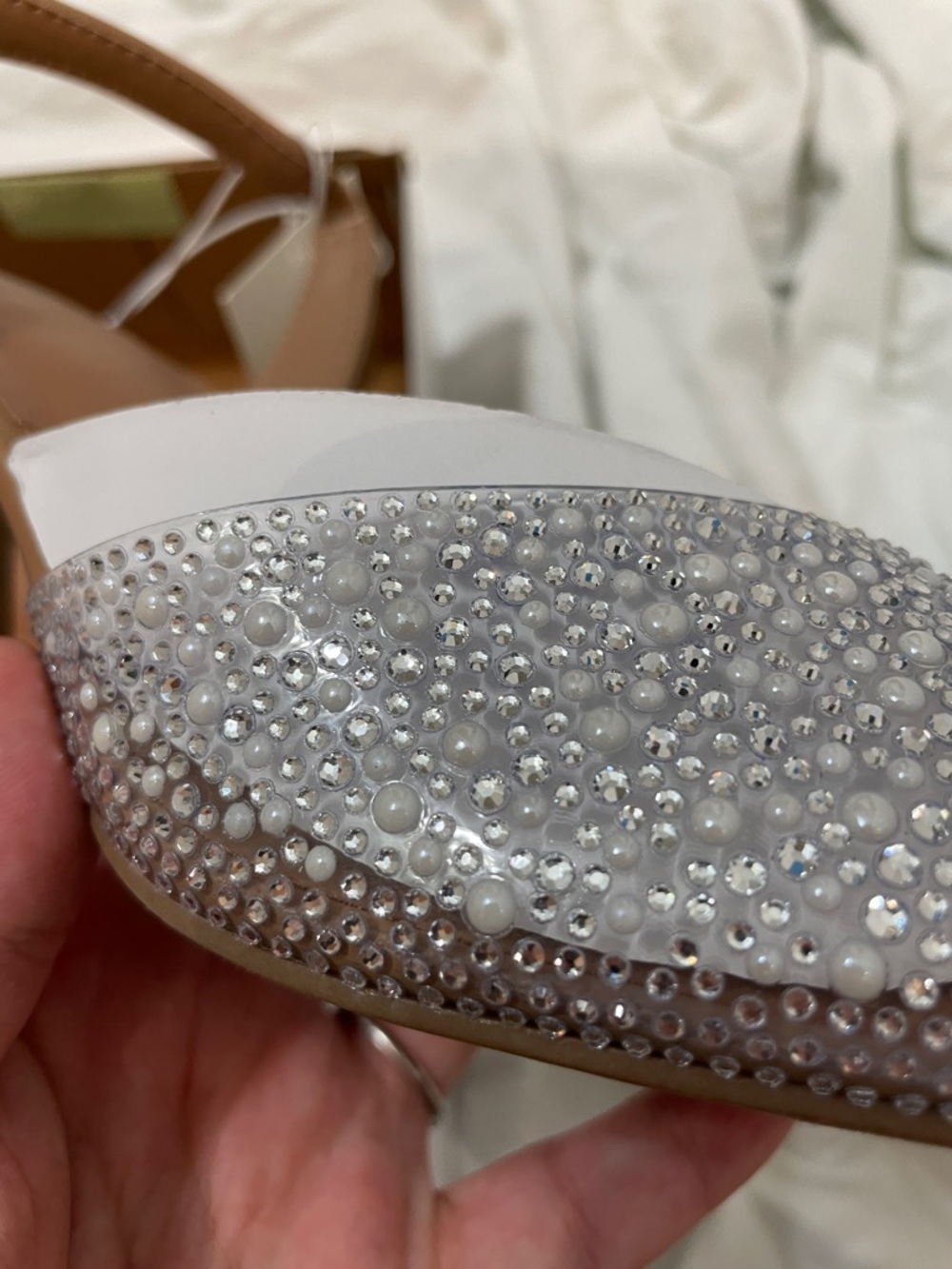 •A NEW DAY• “Isabel” Embellished Slingback Kitten Heels - Clear size 7.5 // NIB - Picture 10 of 16